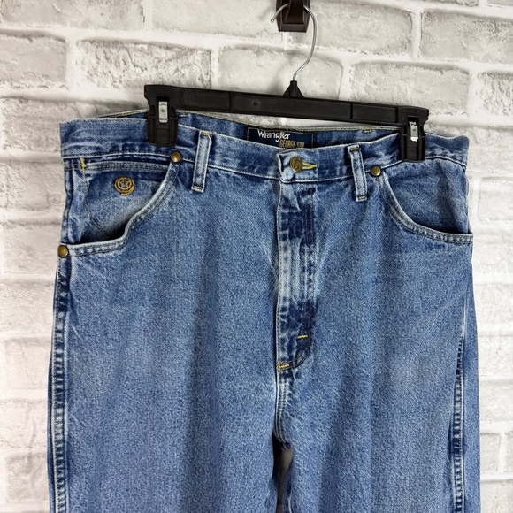 Wrangler George Strait Western Light Wash Blue Denim Boot Cut Jeans Mens 36 x 34 - Picture 2 of 10